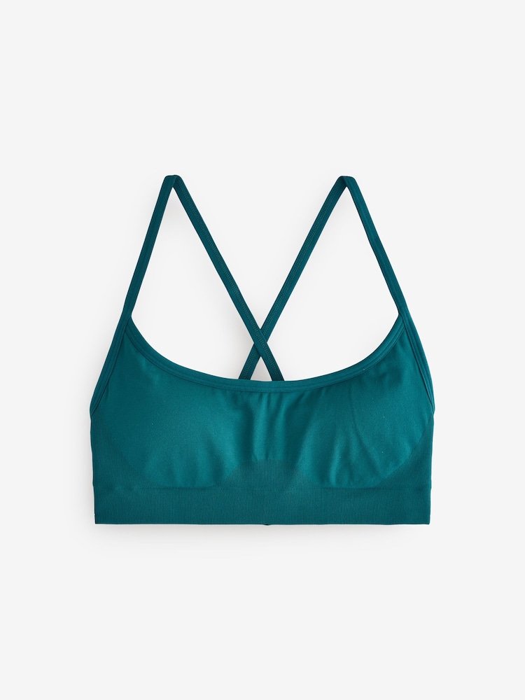 Fabletics Green Sleek Seamless Strappy Low Impact Bra - Image 1 of 1
