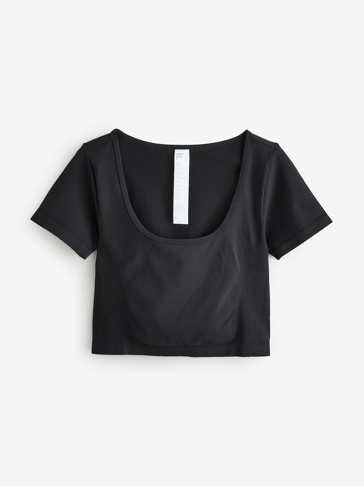 Fabletics Grey Sleek Seamless Scoop Short-Sleeve Top - Image 4 of 4