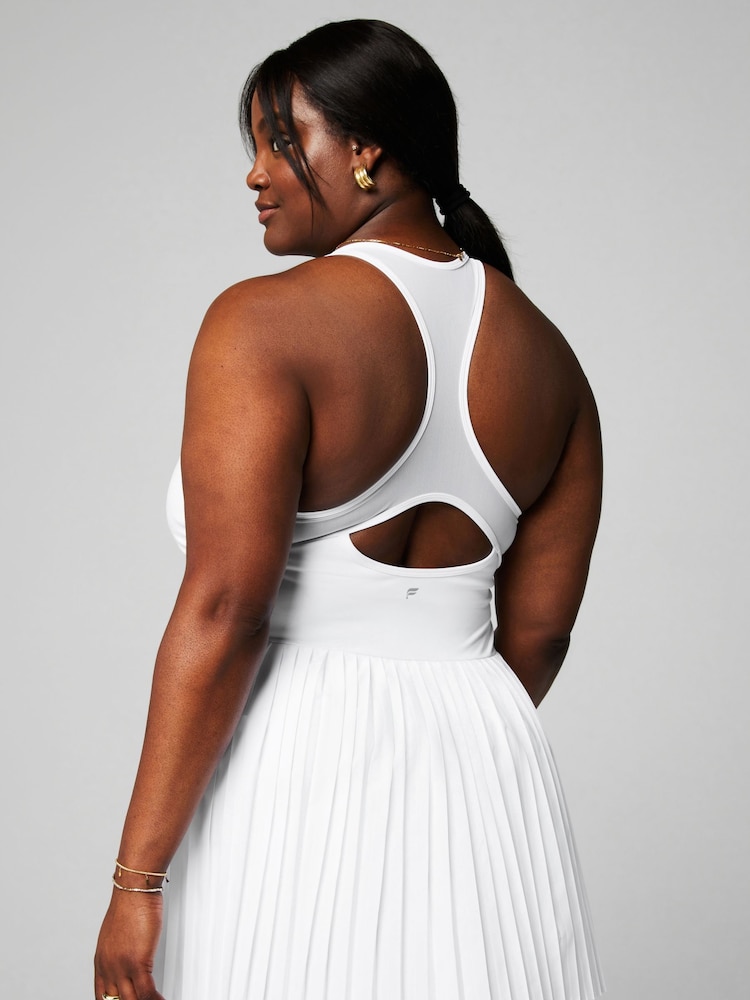 Fabletics White Hot Shot Pleated Dress - Image 2 of 5 Fabletics White Hot Shot Pleated Dress - Image 2 of 5