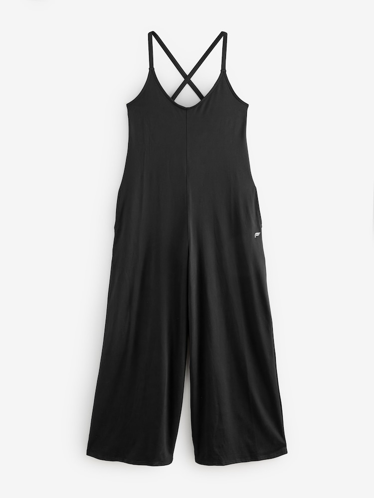 Fabletics Black Cloud Jersey Wide Leg Onesie - Image 1 of 1