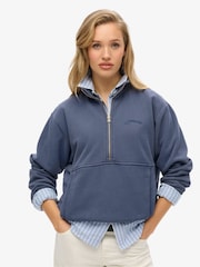 Superdry Blue Green Active Tech Logo Relaxed Half Zip Sweatshirt - Image 1 of 3