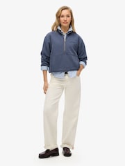 Superdry Blue Green Active Tech Logo Relaxed Half Zip Sweatshirt - Image 2 of 3