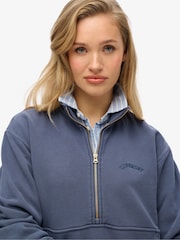 Superdry Blue Green Active Tech Logo Relaxed Half Zip Sweatshirt - Image 3 of 3