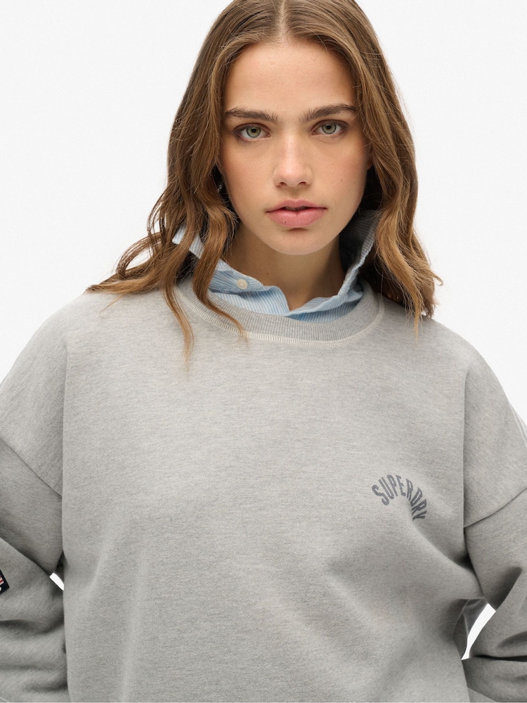 Superdry Grey Athletic Essentials Relaxed Printed Sweatshirt - Image 3 of 3