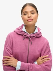 Superdry Pink Essential Logo Overdyed Zip 100% Cotton Hoodie - Image 3 of 3