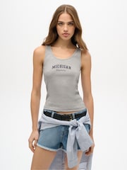 Superdry Grey Athletic Essential Graphic Vest Top - Image 1 of 3