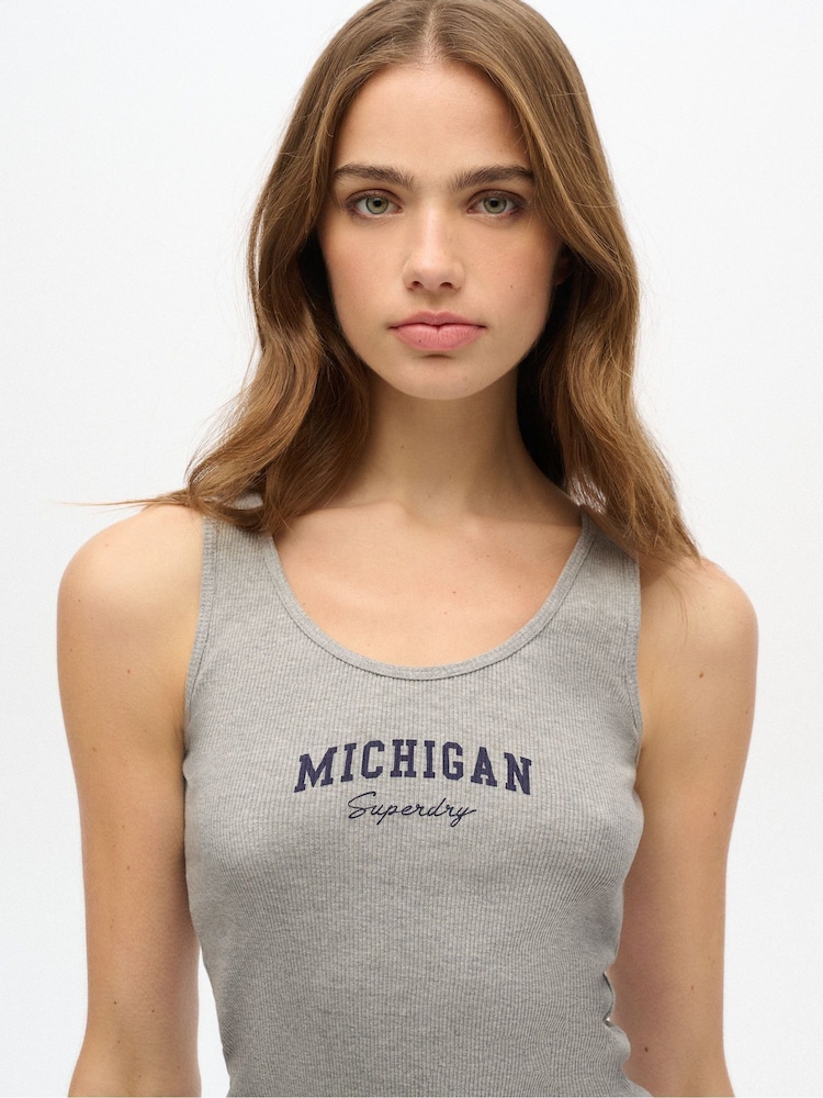 Superdry Grey Athletic Essential Graphic Vest Top - Image 2 of 3