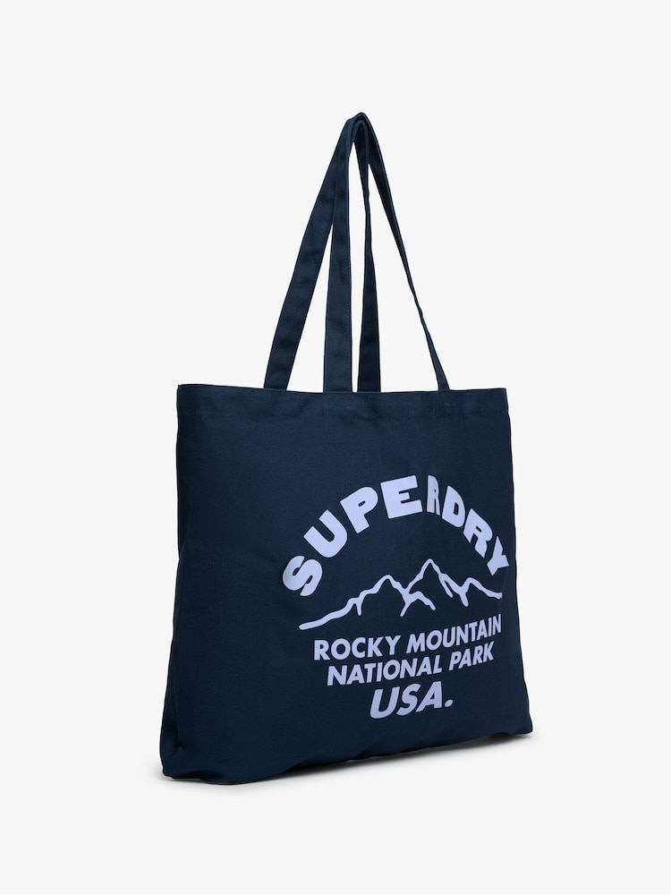 Superdry Blue 100% Cotton Tote Bag - Image 2 of 5