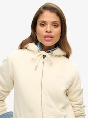 Superdry Cream Borg Lined Zip Hoodie - Image 3 of 3