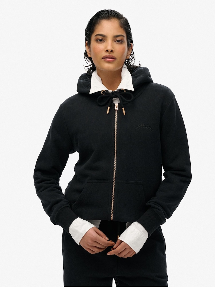Superdry Black Essential Logo Zip Hoodie - Image 1 of 1