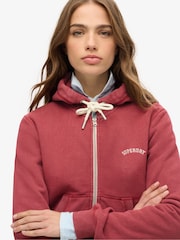 Superdry Red Essential Logo Cropped Zip 100% Cotton Hoodie - Image 3 of 3