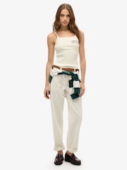 Superdry White Athletic Essentials Graphic Button 100% Cotton Cami Top - Image 2 of 3
