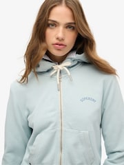 Superdry Blue Essential Logo Cropped Zip 100% Cotton Hoodie - Image 3 of 3