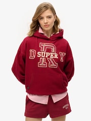 Superdry Red Athletic Essentials Appliqué Relaxed 100% Cotton Hoodie - Image 1 of 3
