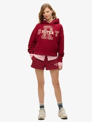 Superdry Red Athletic Essentials Appliqué Relaxed 100% Cotton Hoodie - Image 2 of 3