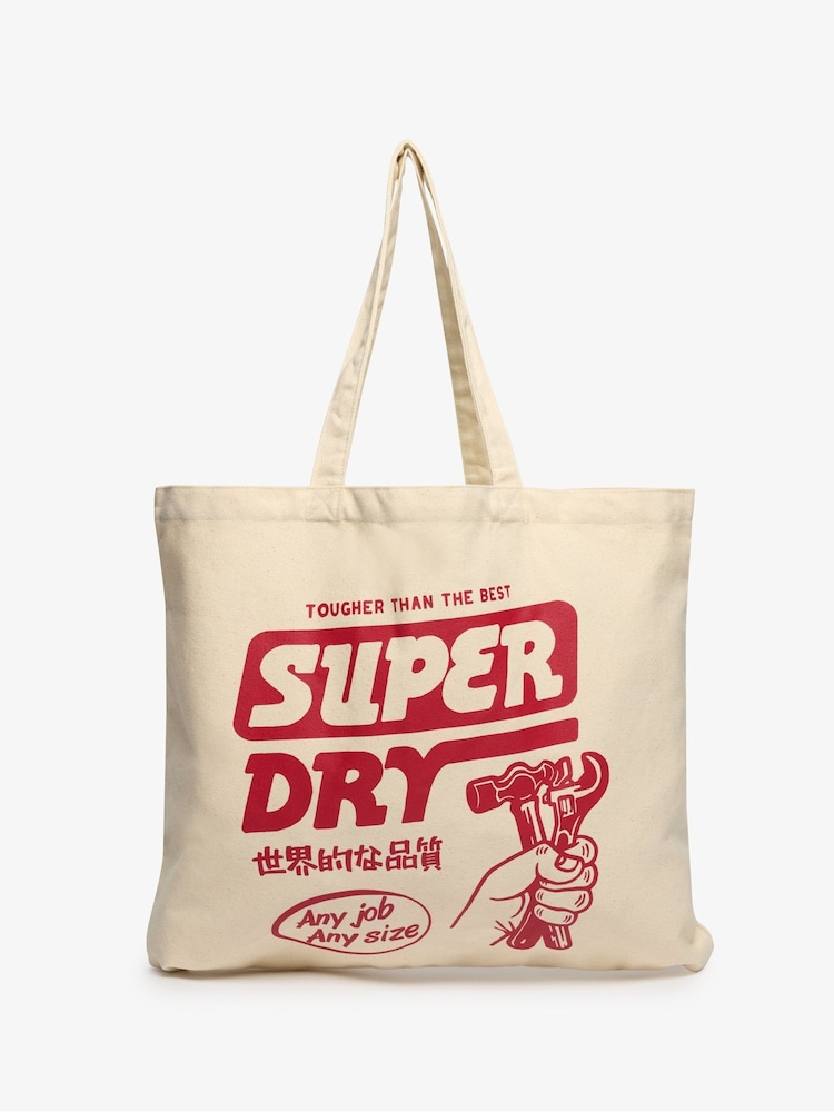 Superdry Cream 100% Cotton Tote Bag - Image 1 of 1