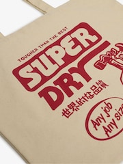 Superdry Cream 100% Cotton Tote Bag - Image 4 of 5