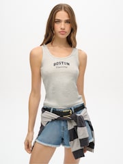 Superdry Grey Light Athletic Essential Graphic Vest Top - Image 1 of 3
