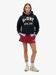 Superdry Blue Athletic Essentials Appliqué Relaxed 100% Cotton Hoodie - Image 2 of 3