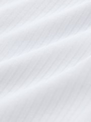 White Short Sleeve Ribbed Button Through Top - Image 2 of 3