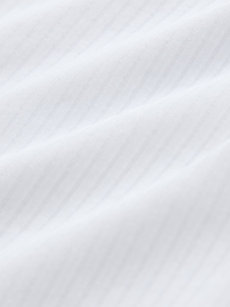 White Short Sleeve Ribbed Button Through Top - Image 2 of 3