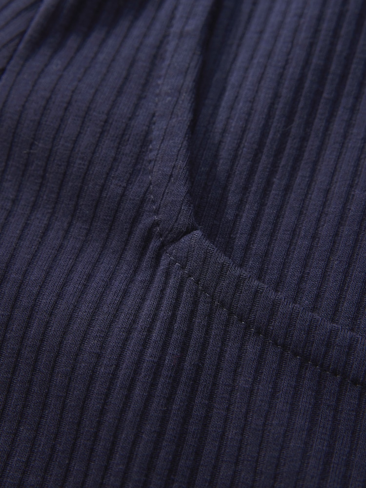 Navy Short Sleeve Ribbed Button Through Top - Image 8 of 8 Navy Short Sleeve Ribbed Button Through Top - Image 8 of 8