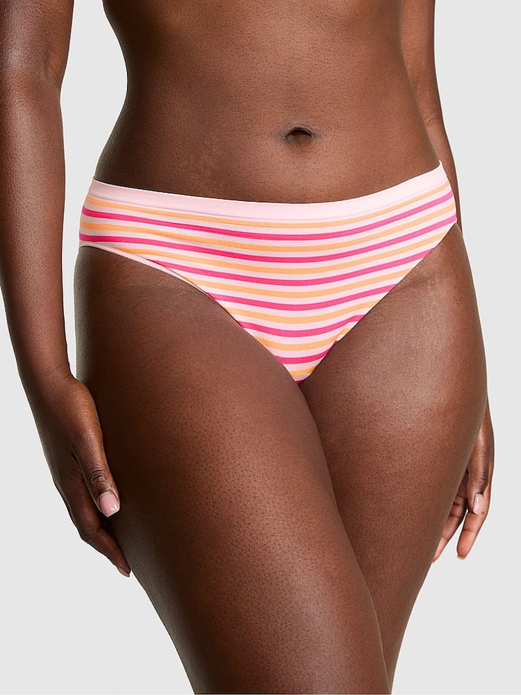 Victoria's Secret PINK Pink Tulip Stripe Bikini Seamless Knickers - Image 1 of 3