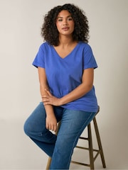 Evans Blue 100% Cotton Jersey Slub T-Shirt - Image 1 of 5