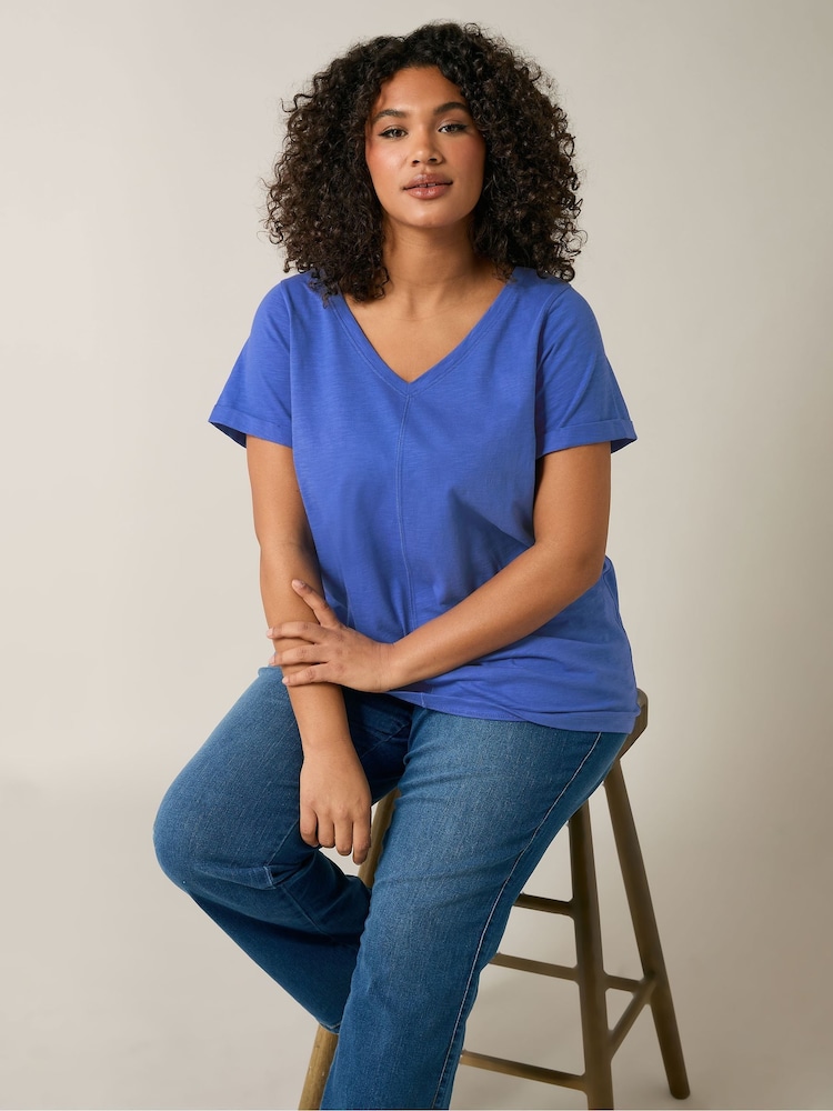Evans Blue 100% Cotton Jersey Slub T-Shirt - Image 1 of 5