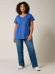 Evans Blue 100% Cotton Jersey Slub T-Shirt - Image 3 of 5