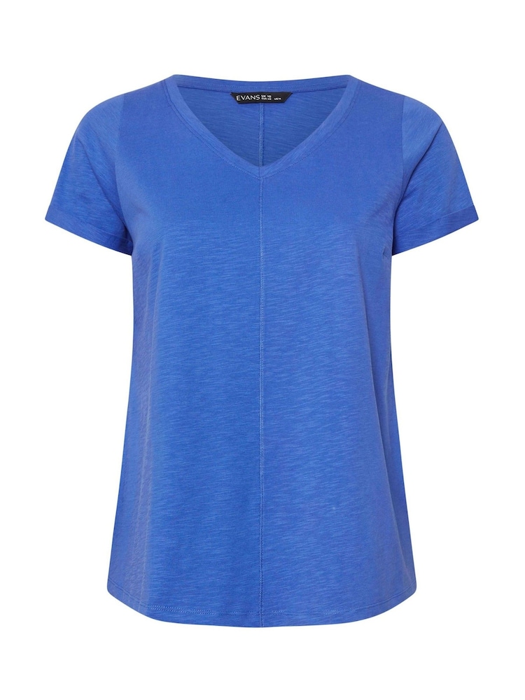 Evans Blue 100% Cotton Jersey Slub T-Shirt - Image 5 of 5