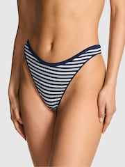 Victoria's Secret PINK Noir Navy Blue Mini Scoop Thong Seamless Knickers - Image 1 of 2