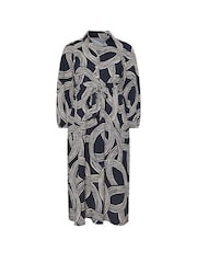 Evans Blue Linear Print Crepe Midaxi Dress - Image 6 of 6