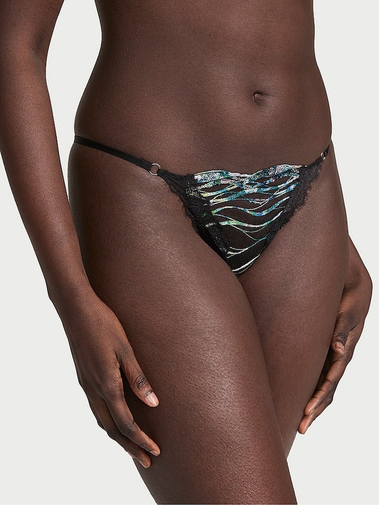 Victoria's Secret Siren Black Bikini Sequin Embroidery Knickers - Image 1 of 2 Victoria's Secret Siren Black Bikini Sequin Embroidery Knickers - Image 1 of 2