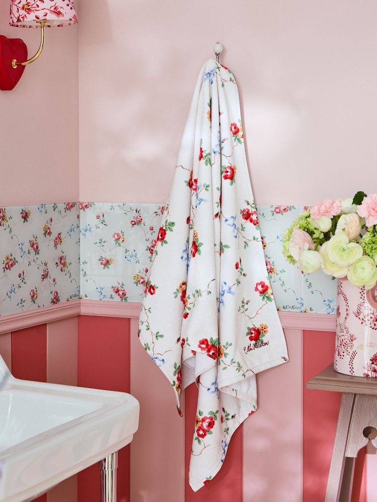 Cath Kidston Floral Rose and Bows 100% Cotton Velour Printed Towel - Image 1 of 7