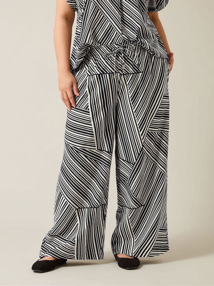Evans Striped Air Flow Black Trousers - Image 1 of 5