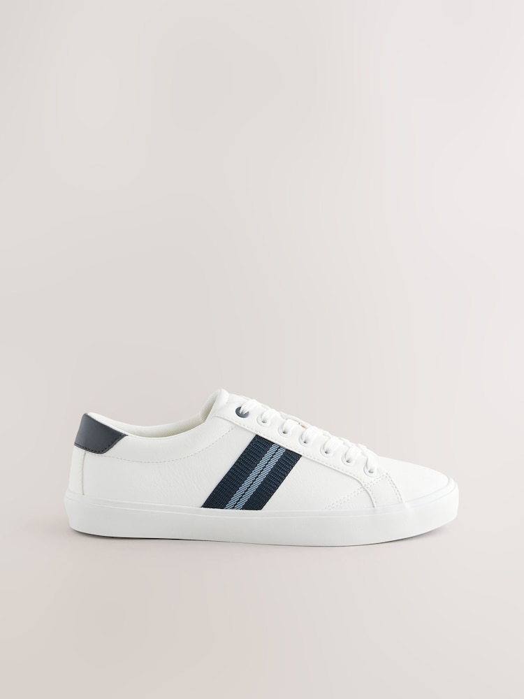 White Side Stripe Smart Casual Trainers - Image 1 of 7