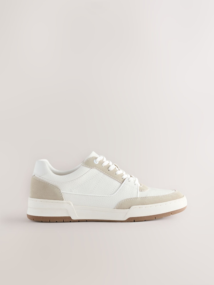 Neutral Smart Casual Trainers with Suede Trim - Image 2 of 5