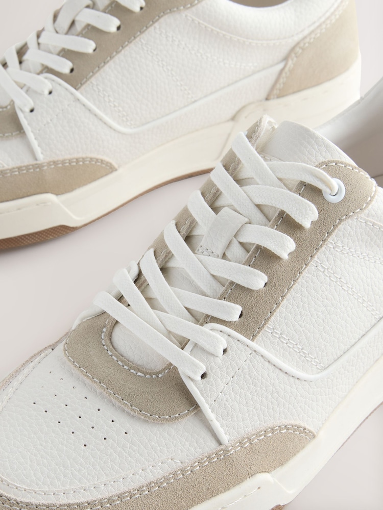 Neutral Smart Casual Trainers with Suede Trim - Image 6 of 6