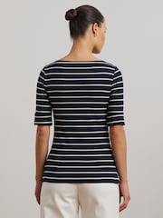 Lauren Ralph Lauren Judy Stretch Cotton Boatneck Top - Image 3 of 5