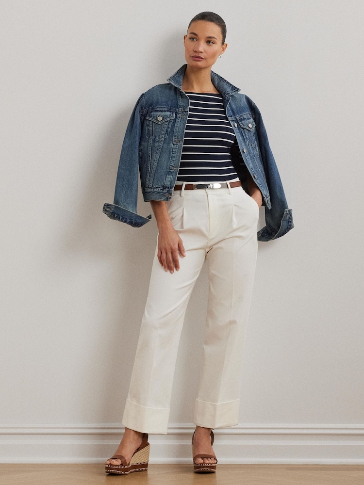 Lauren Ralph Lauren Judy Stretch Cotton Boatneck Top - Image 4 of 5