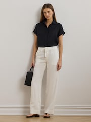 Lauren Ralph Lauren Jovonie Wide Leg Linen Blend Trousers - Image 4 of 8