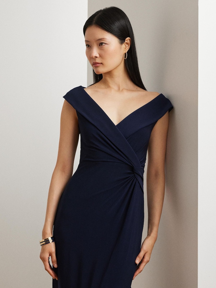 Lauren Ralph Lauren Navy Leondias Sleeveless Gown 100% Cotton Dress - Image 5 of 9