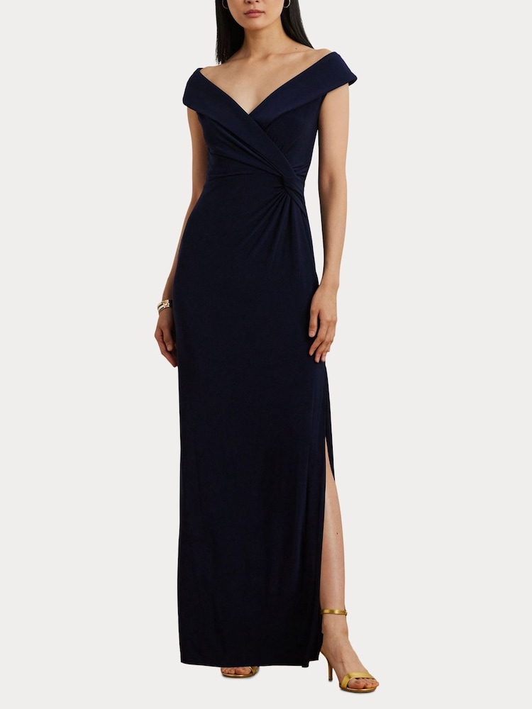 Lauren Ralph Lauren Navy Leondias Sleeveless Gown 100% Cotton Dress - Image 7 of 9