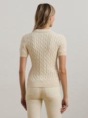 Lauren Ralph Lauren Natrissa Embridered Logo Cable Knit Polo Shirt - Image 2 of 8
