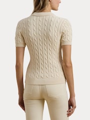 Lauren Ralph Lauren Natrissa Embridered Logo Cable Knit Polo Shirt - Image 4 of 8