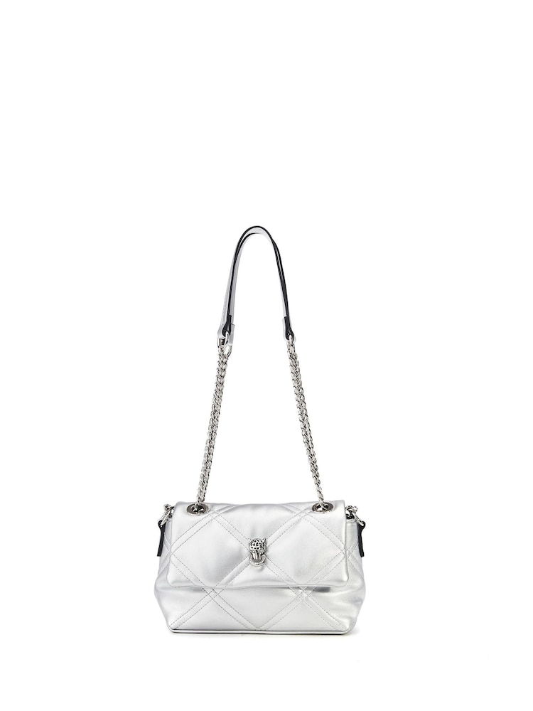 Moda in Pelle Small Silver Ellie Quilted Cross-Body Bag - Image 1 of 5 Moda in Pelle Small Silver Ellie Quilted Cross-Body Bag - Image 1 of 5