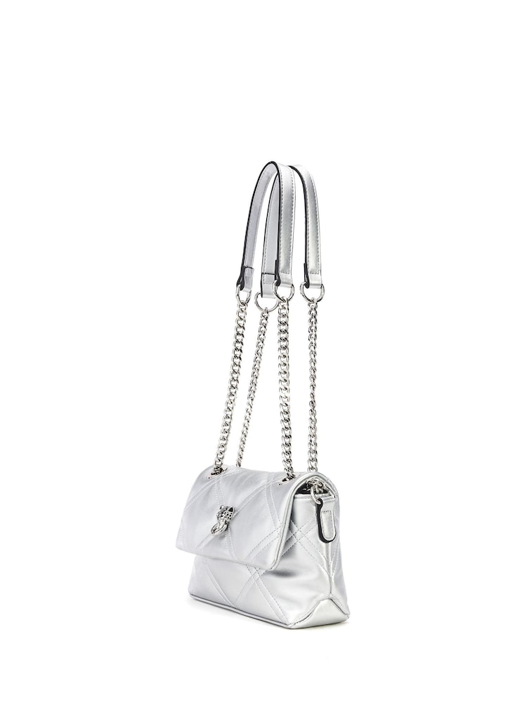 Moda in Pelle Small Silver Ellie Quilted Cross-Body Bag - Image 2 of 5 Moda in Pelle Small Silver Ellie Quilted Cross-Body Bag - Image 2 of 5