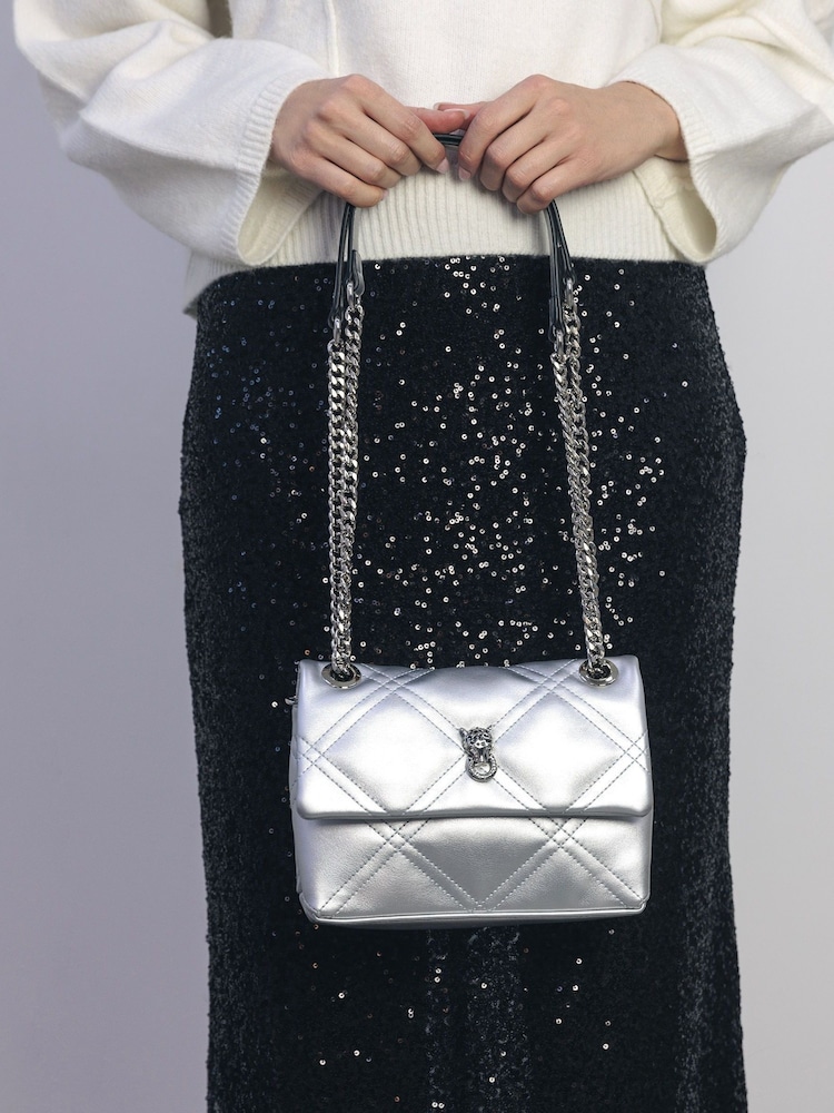 Moda in Pelle Small Silver Ellie Quilted Cross-Body Bag - Image 5 of 5 Moda in Pelle Small Silver Ellie Quilted Cross-Body Bag - Image 5 of 5