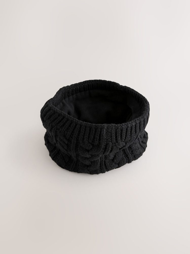 Black Cable Knit Snood (1-16yrs) - Image 1 of 3 Black Cable Knit Snood (1-16yrs) - Image 1 of 3